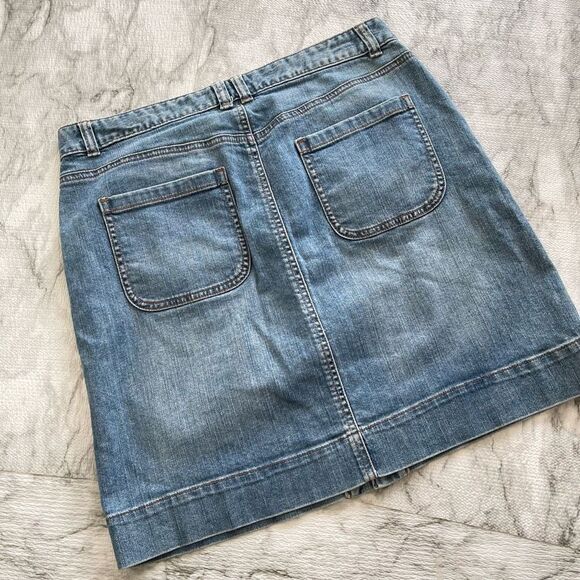 Loft Button Front Denim Mini Skirt Size 2 - Picture 6 of 6